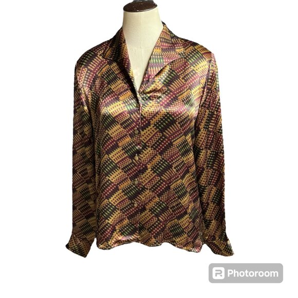 Gianni Petite Women's Long Sleeve Button-Up Blouse Size 8 - Picture 1 of 9
